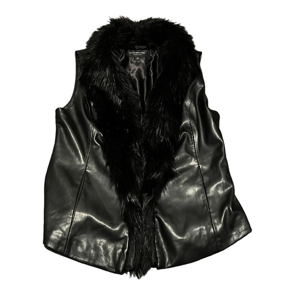 Women’s Marc New York Andrew Marc Faux Leather Faux Fur Collar Vest Size… - Picture 1 of 4